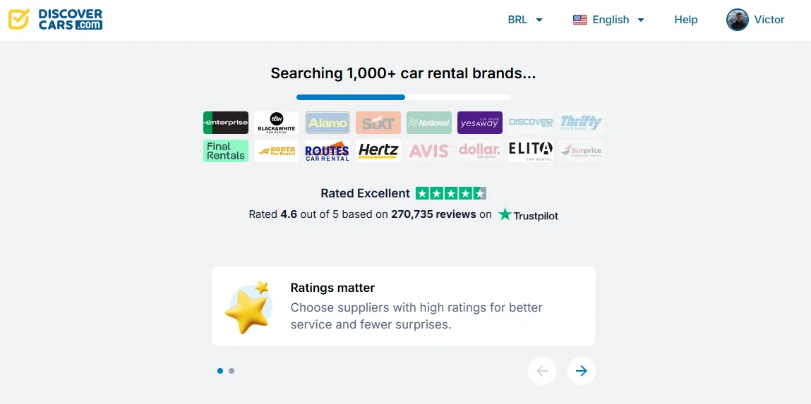 Avaliações da Discover Cars no Trustpilot