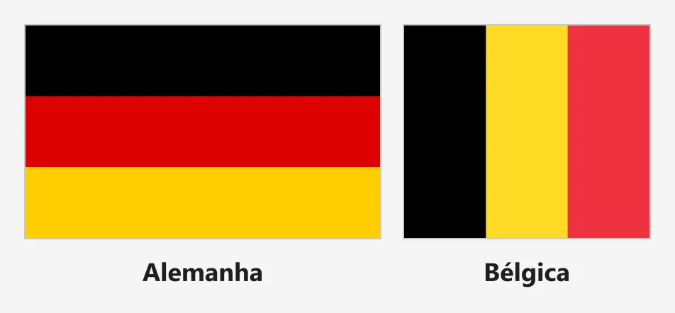 Bandeiras de Alemanha e Bélgica lado a lado