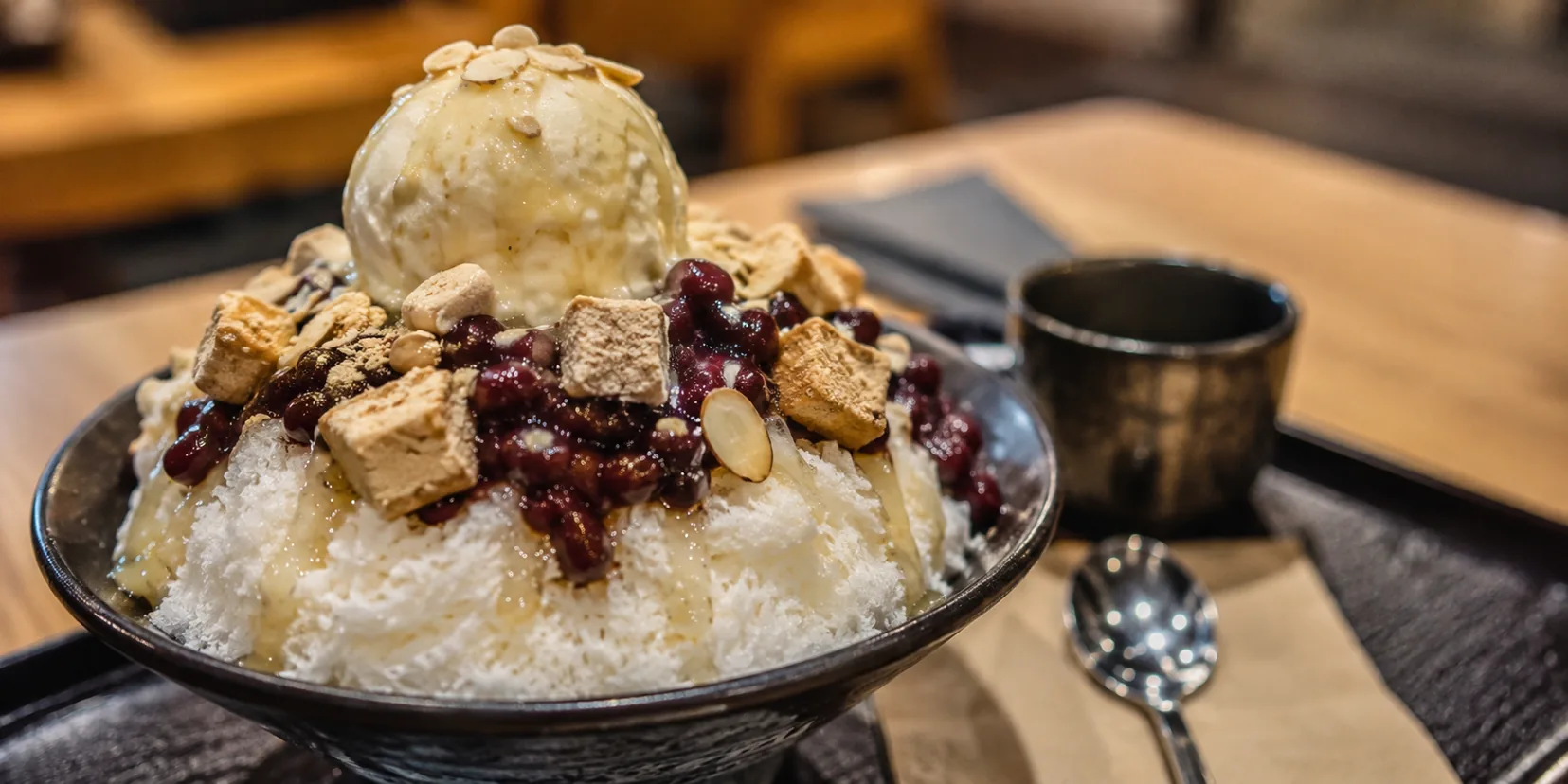 Bingsu, sobremesa coreana de gelo raspado com coberturas