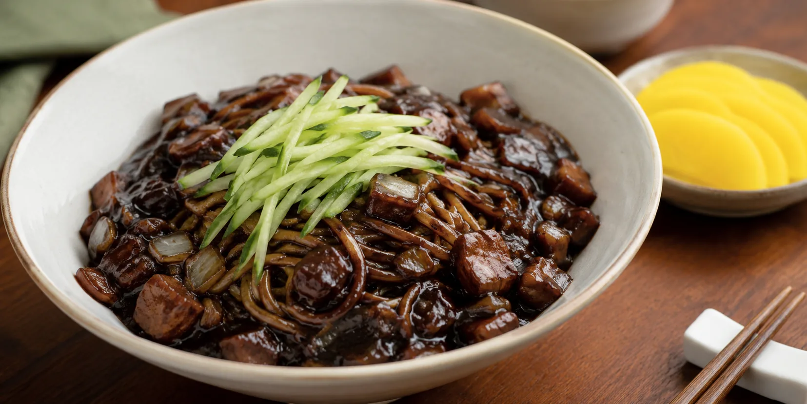 Jjajangmyeon, macarrão coreano com molho preto de feijão fermentado