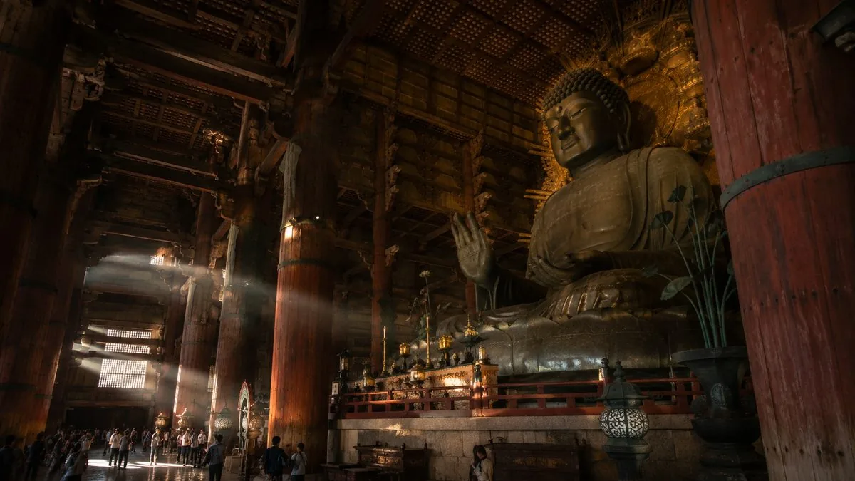 Ilustração do Grande Buda de bronze de Nara, no Japão