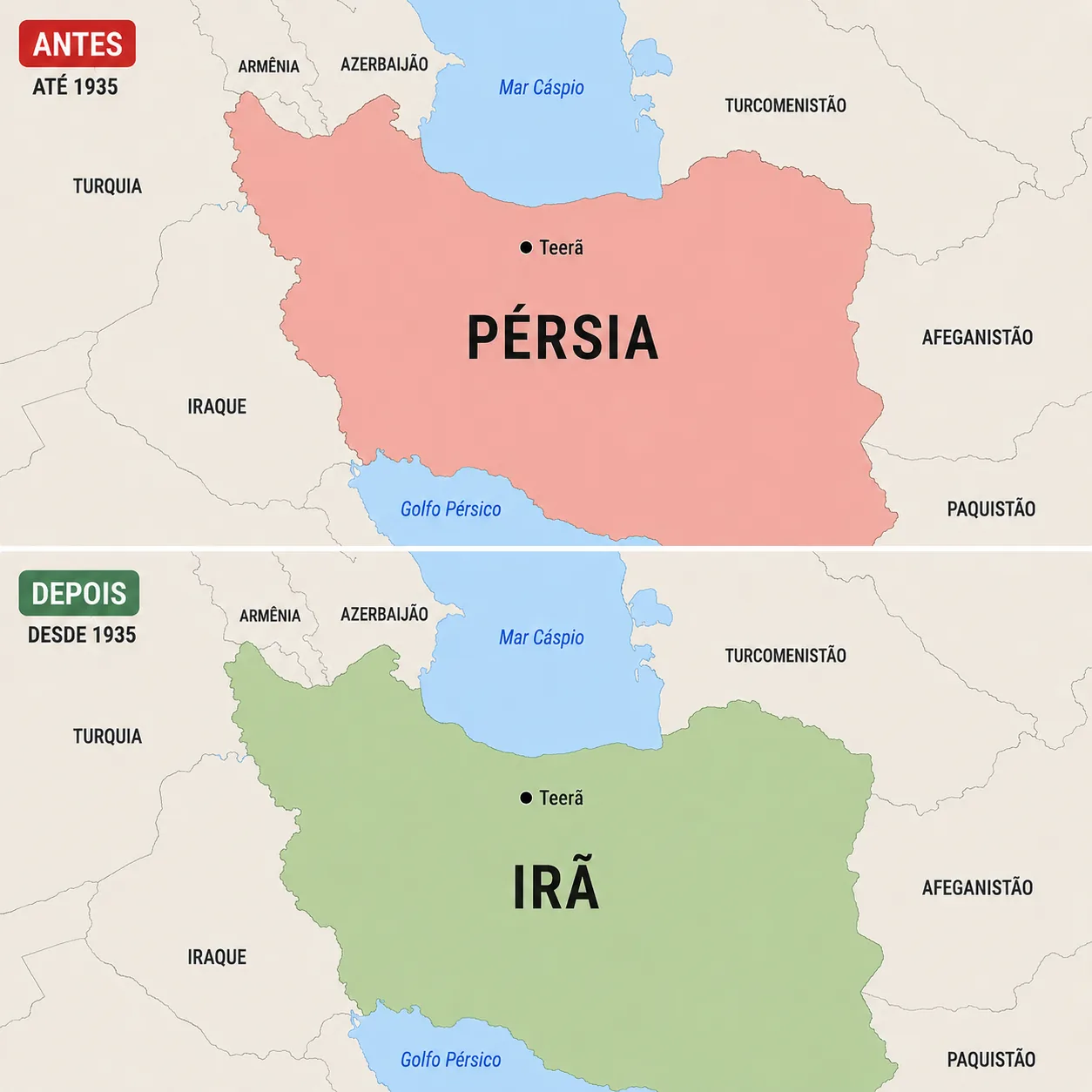 Mapa mostrando a Pérsia, atual Irã