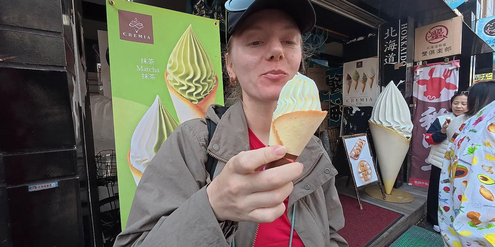 Casquinha de sorvete Cremia, o soft cream mais famoso do Japão, em Tsukiji
